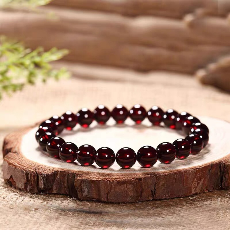 Natural Red Garnet Beads Crystal Healing Reiki Chakra Stretch Men Women Bracelet