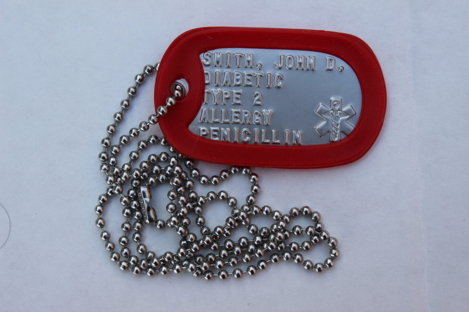 Custom Personalized Embossed Medical Alert ID Stainless Steel Military Dog Tag