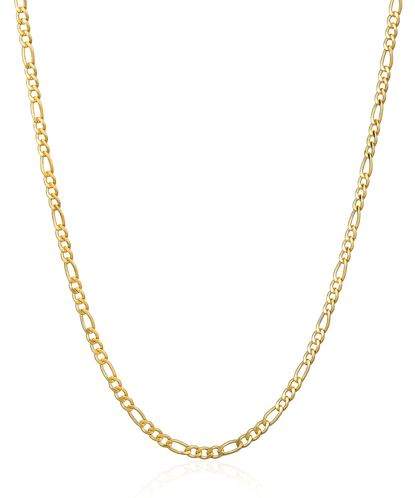 18K Gold Plated Figaro Chain Necklace 2MM, 2.5MM, 3MM, 4MM, 4.5MM & 5MM for W…