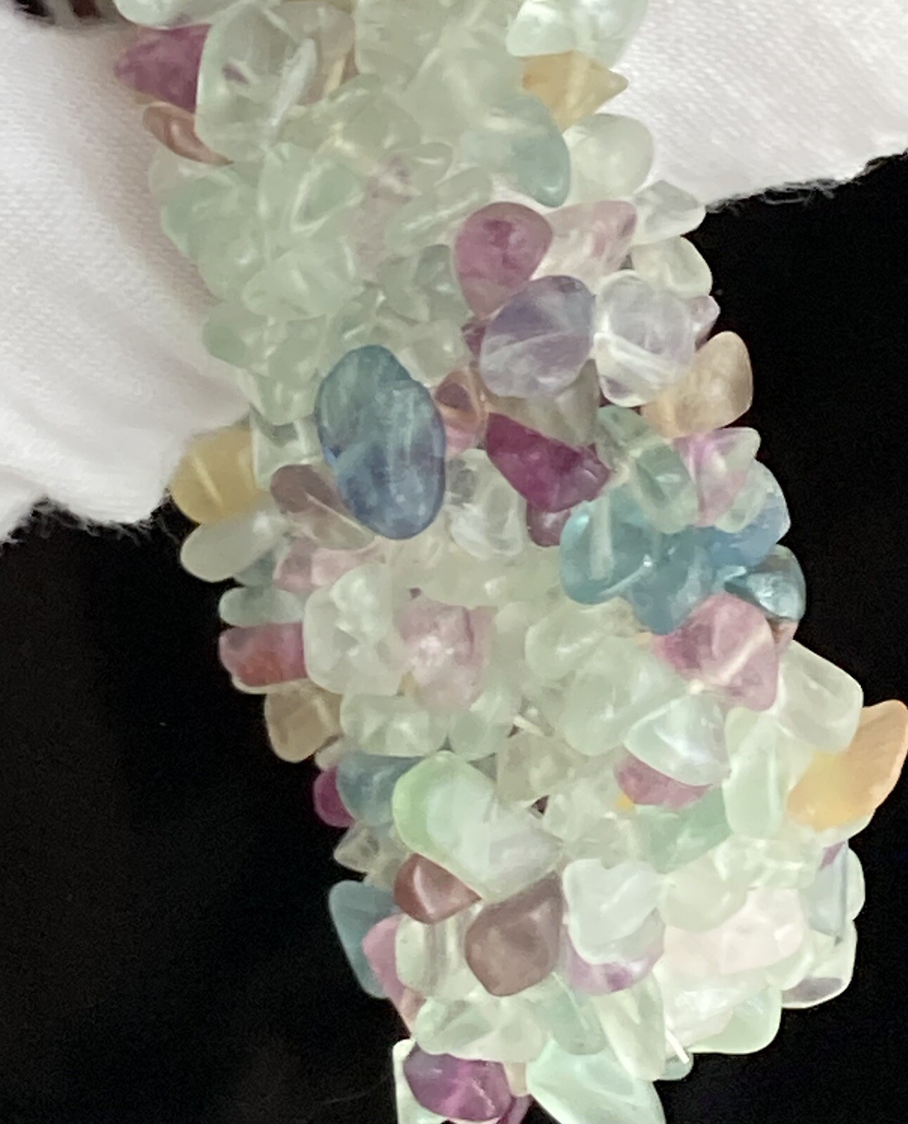 Vintage Amethyst, Quartz & Chrysoprase Wide Stretch Bracelet 6.5in Lovely 63.54g