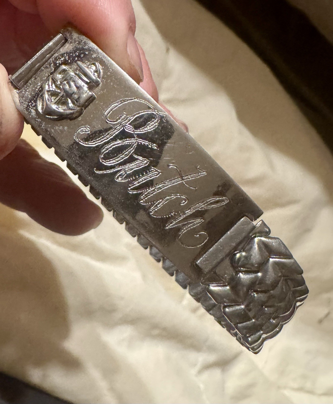 Vintage USN US Navy Silver Expansion ID Identification Bracelet 1956