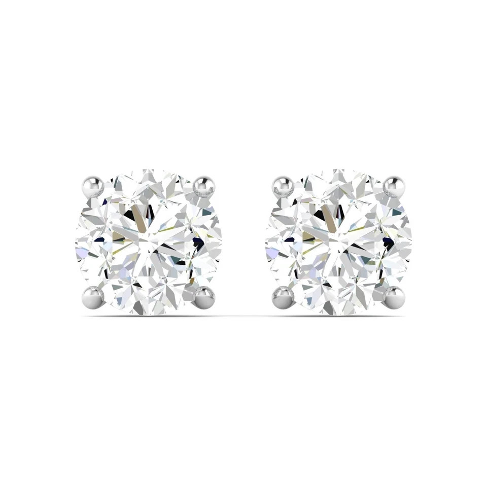 4.00 Ct Round Cut VS1/F Certified Lab Grown Diamond Stud Earrings 14k White Gold