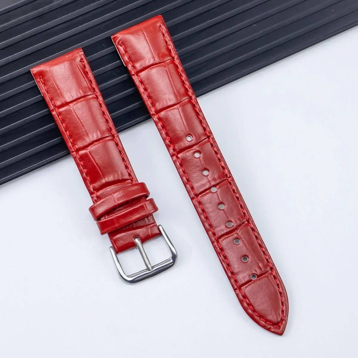 Leather Watch Band Strap 12mm-24mm Replacement Wristband Stainless Steel Buckle