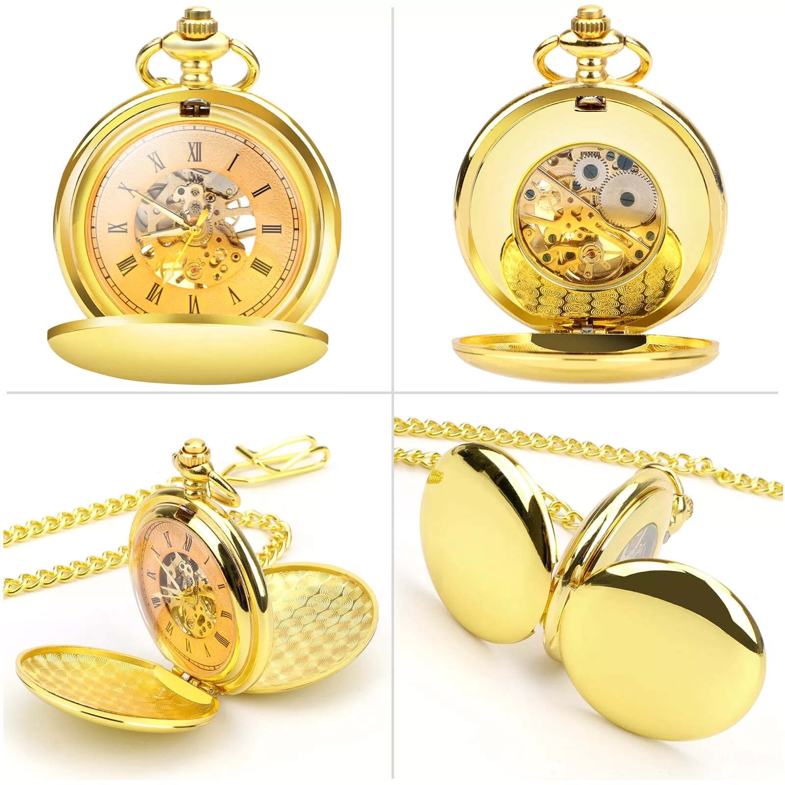 0.7in Dial Thickness Men’s Mechanical Vintage Pocket Watch Ideal Gift Kit