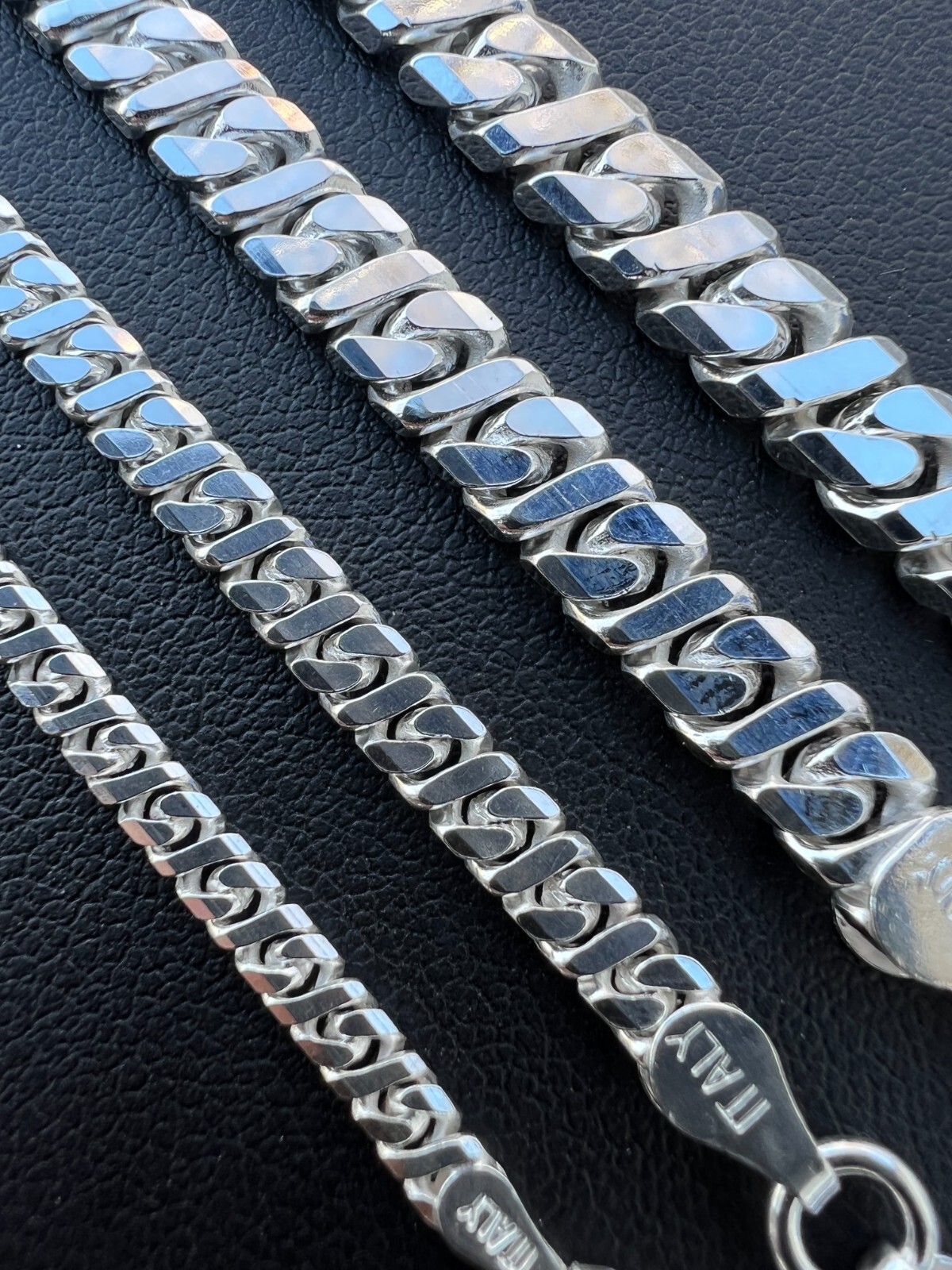Real Dollar Cuban Link Chain Or Bracelet Solid 925 Sterling Silver ITALY 2.5-6mm