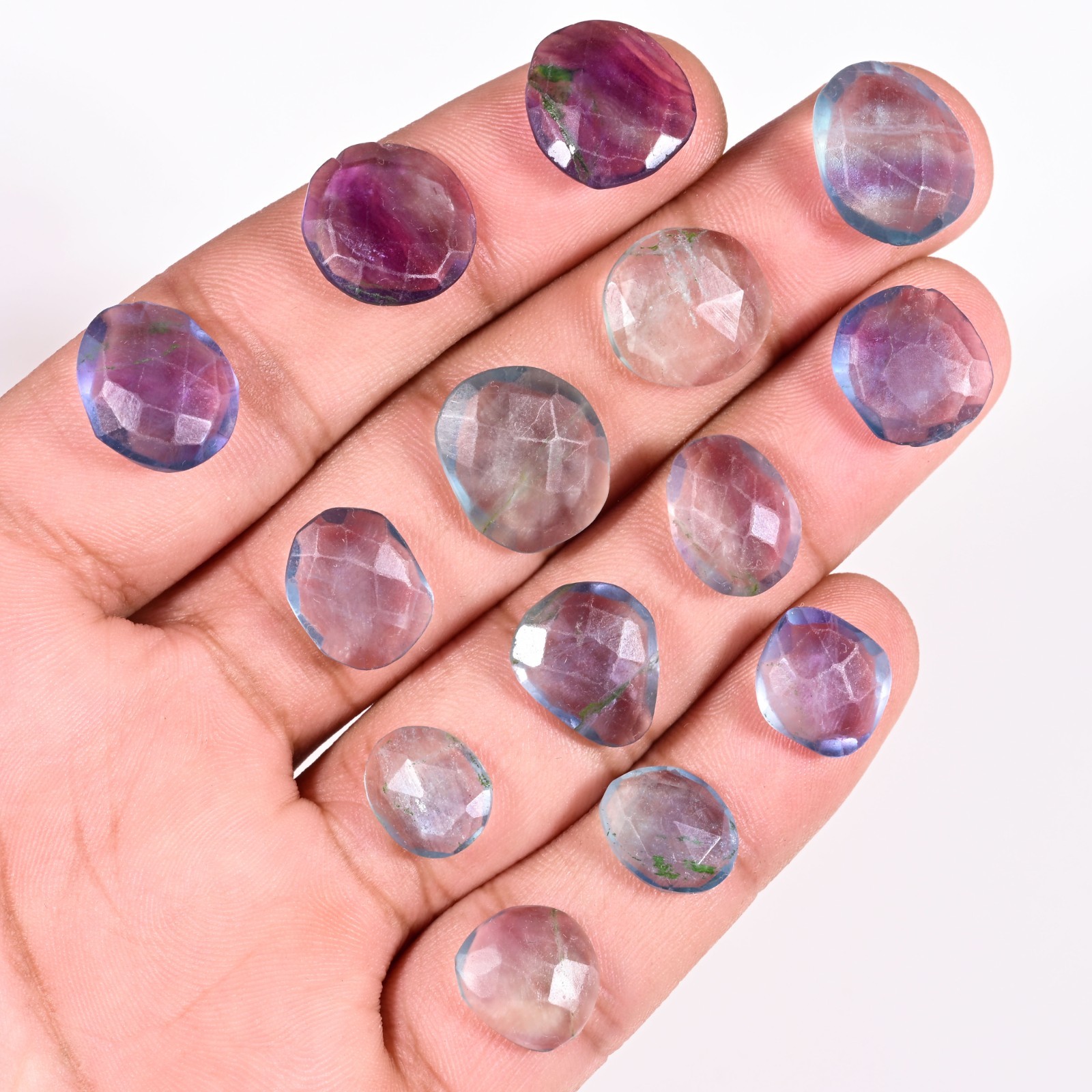 AAA+ Natural Rainbow Flourite Rose Cut Mix Shape Loose Gemstone 11X10-16X14 MM