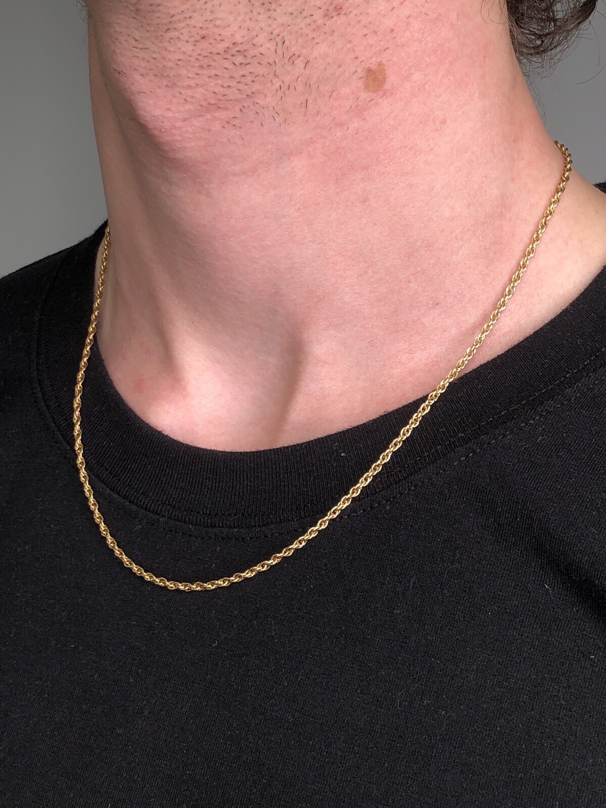 Real Solid Authentic 1/20 14K Yellow Gold Rope Chain Necklace 20 Inch Men Women