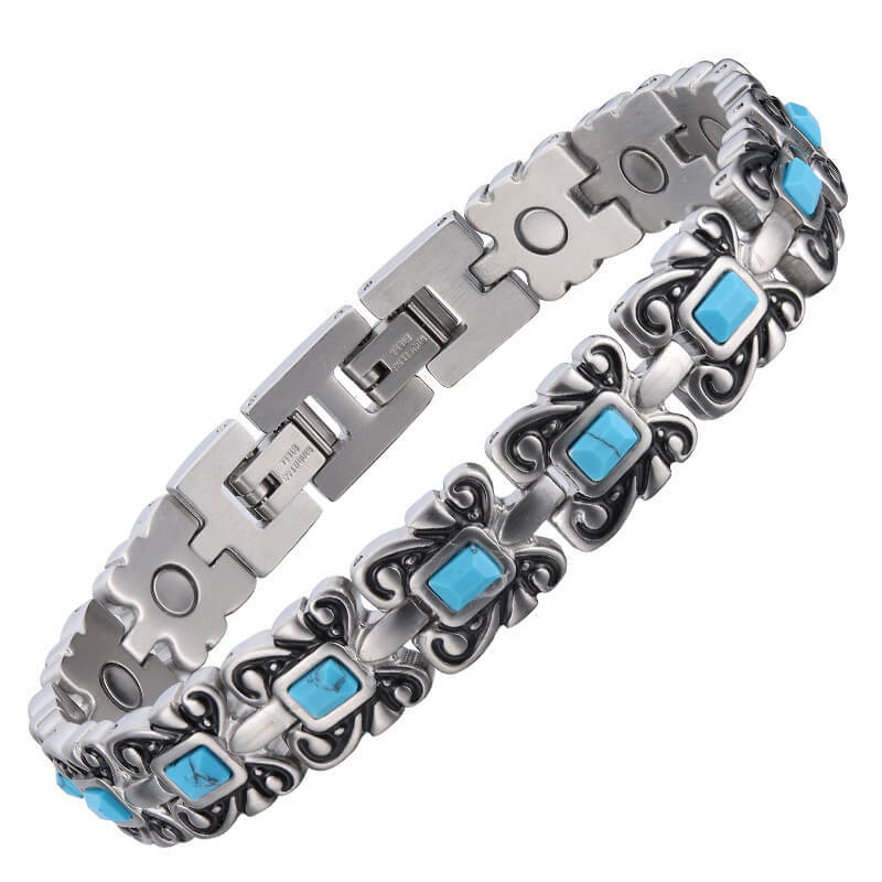Turquoise Copper Magnetic Bracelet Men Balance Energy Power Arthritis Pain Joy