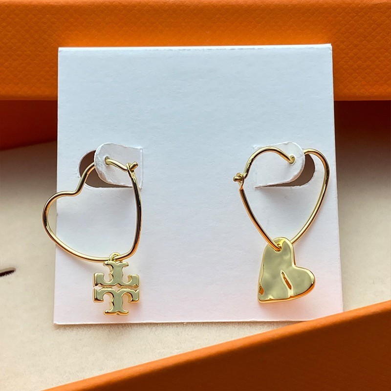 New Tory MISMATCHED TB Logo&HEART START DOUBLE EARRINGS SIZE:3*2CM