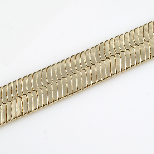 11mm Large Gold Plated Herringbone Chain Necklace