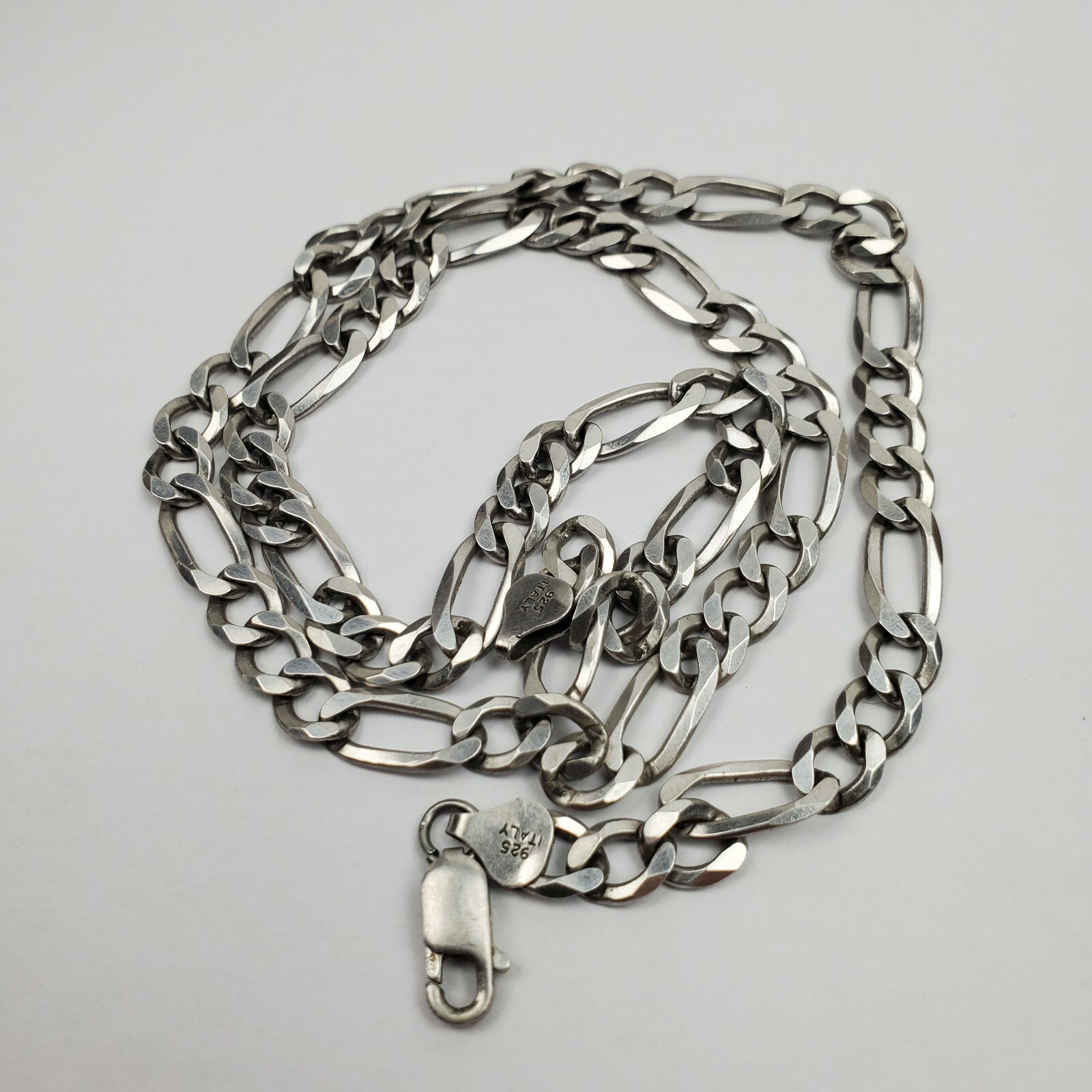 Sterling Silver 925 Figaro Link Chain Necklace 28g 22.5in Heavy Hallmarked