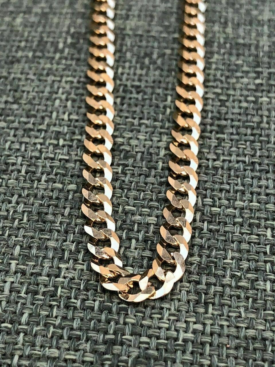 Flat Miami Cuban Link Chain 14K Gold Plated Solid 925 Sterling Silver 4mm ITALY