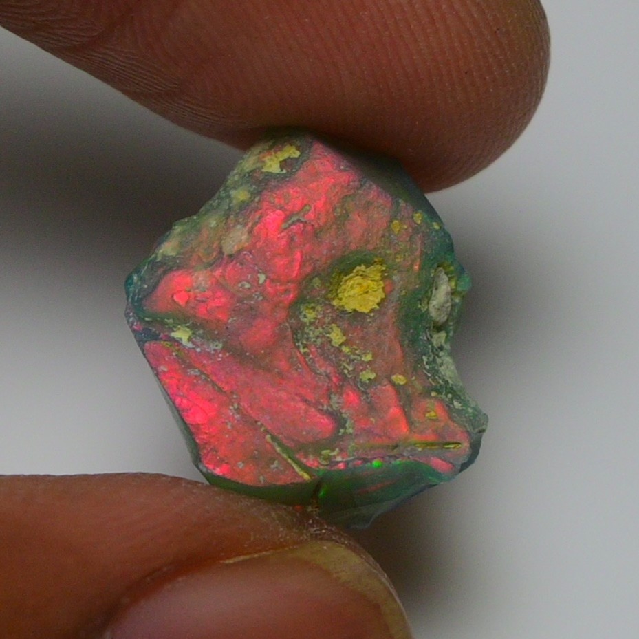 6.7 ct Natural Black Opal Rough Ethiopian, Fire Opal Gemstone, 15x12MM Welo Opal