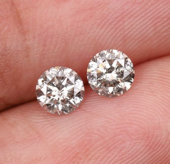 Salt Pepper Natural Diamond 2 Pcs 1.5MM Round Diamond – New Buyer Trial Listing