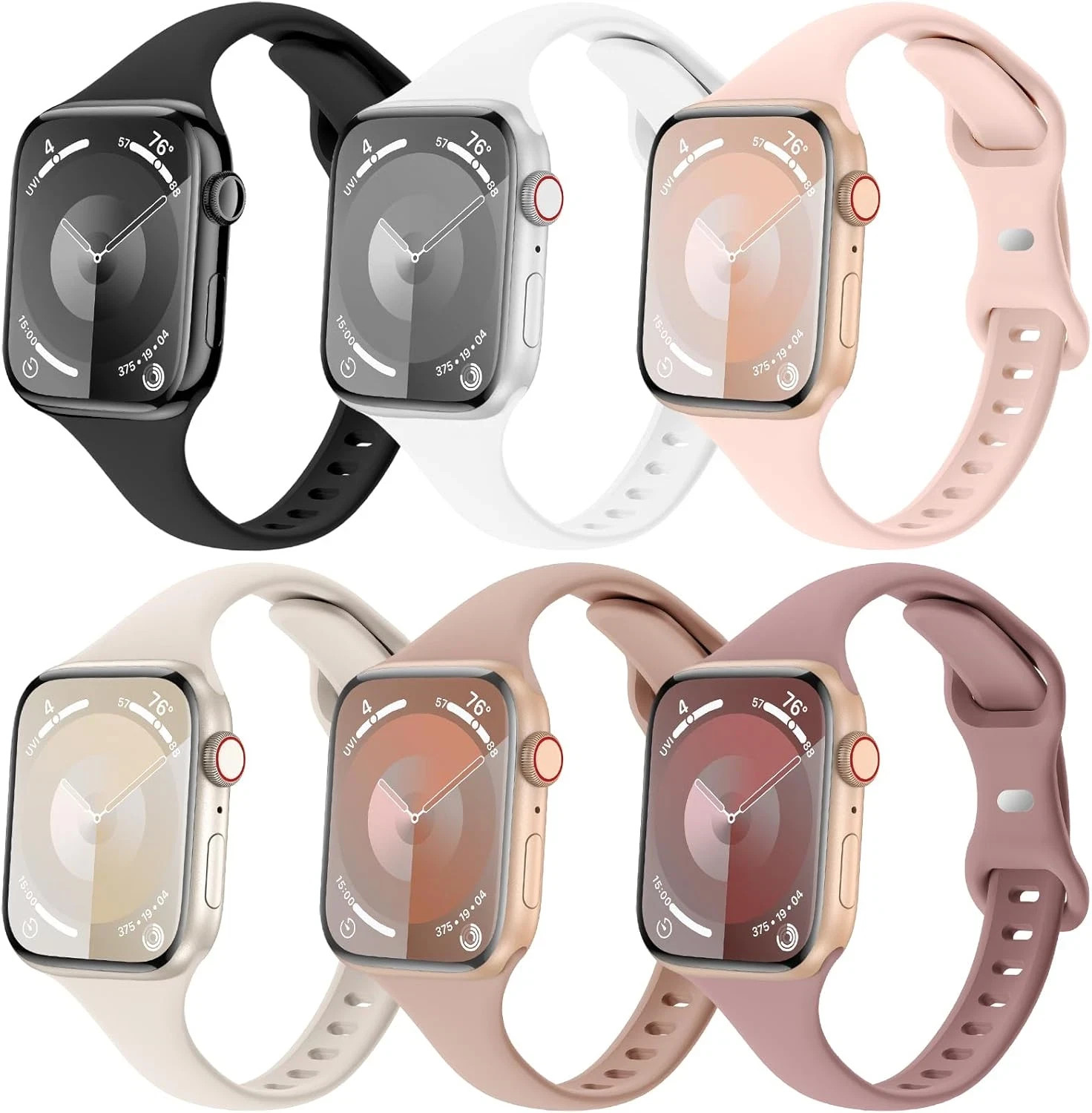 6 Pack Slim Thin Bands Compatible with Apple Watch 38Mm 40Mm 41Mm 42Mm 44Mm 45Mm