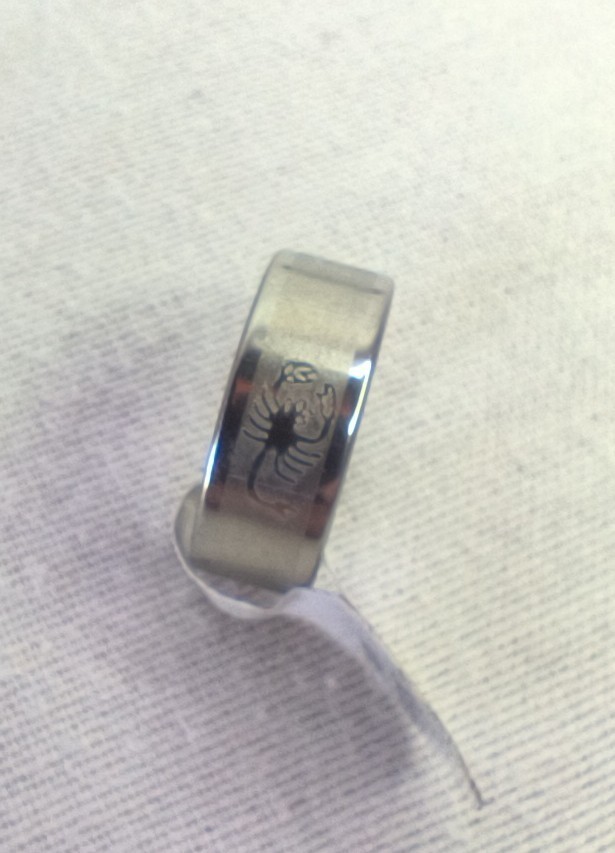 Stainless Steel Ring Band Laser Etched Variation Size 17