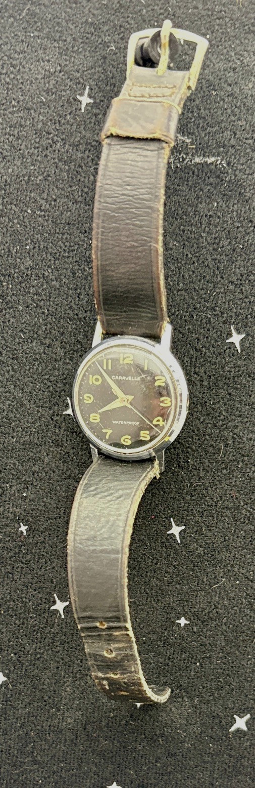 Vintage Caravelle Mechanical Wristwatch /Leather Band Parts/Restore 1960’s/70’s