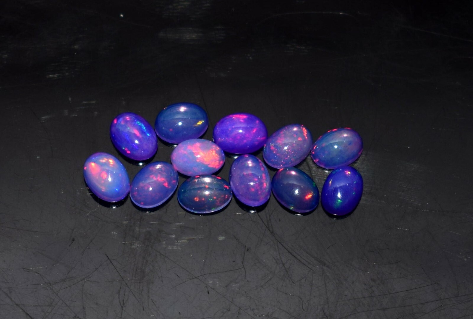 A+++ 12Pcs Natural Ethiopian Purple Opal Fire Opal Loose Gemstone cabochon S0999