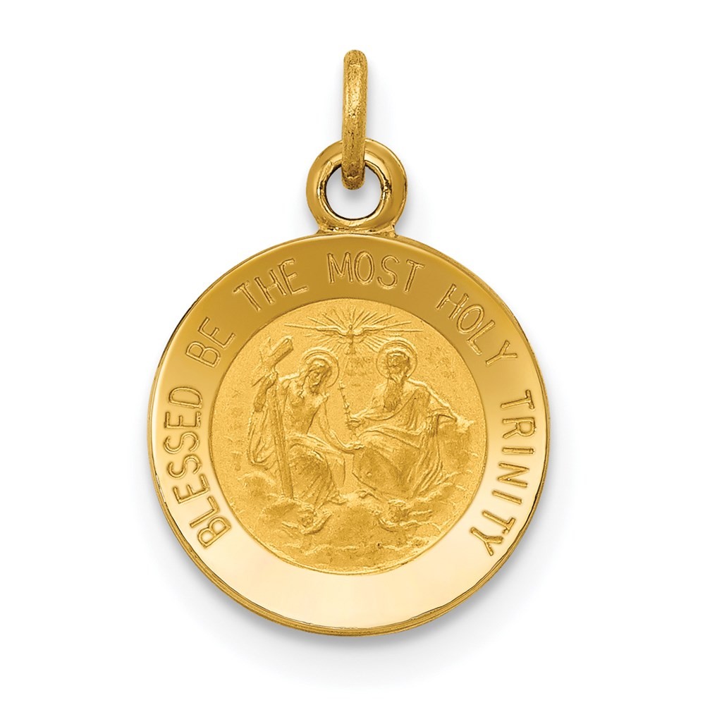 14k Yellow Gold Polished & Satin Solid Holy Trinity Medal Charm Pendant 0.65 g