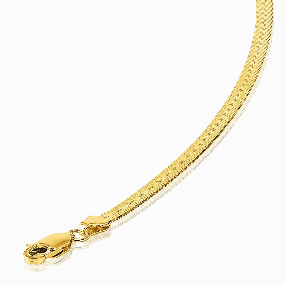 14K Yellow Gold 3mm Silky Herringbone Chain Necklace 16″-24″