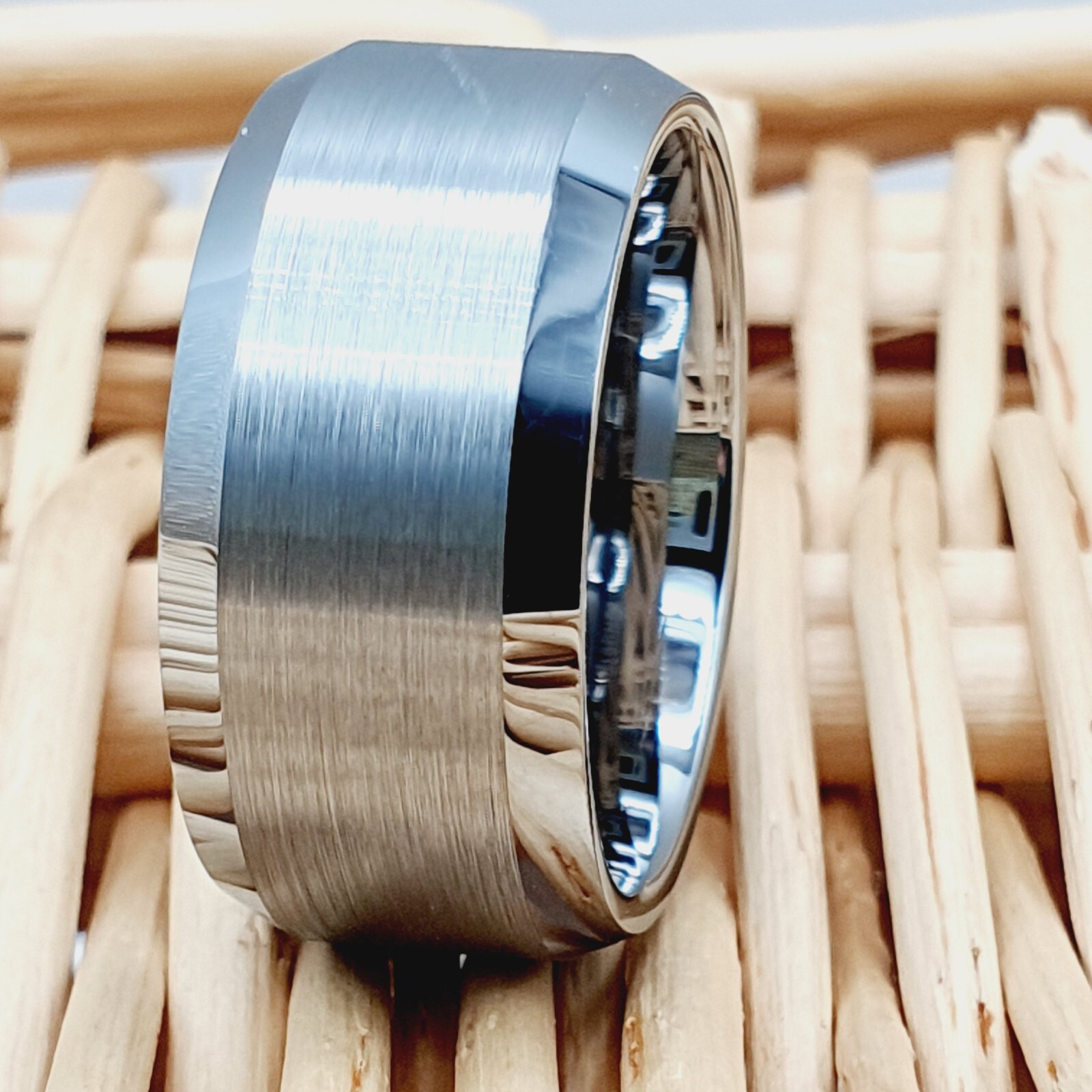 Men’s 10mm Silver Tungsten Ring – Scratch-Resistant Extra-Wide Durable Band