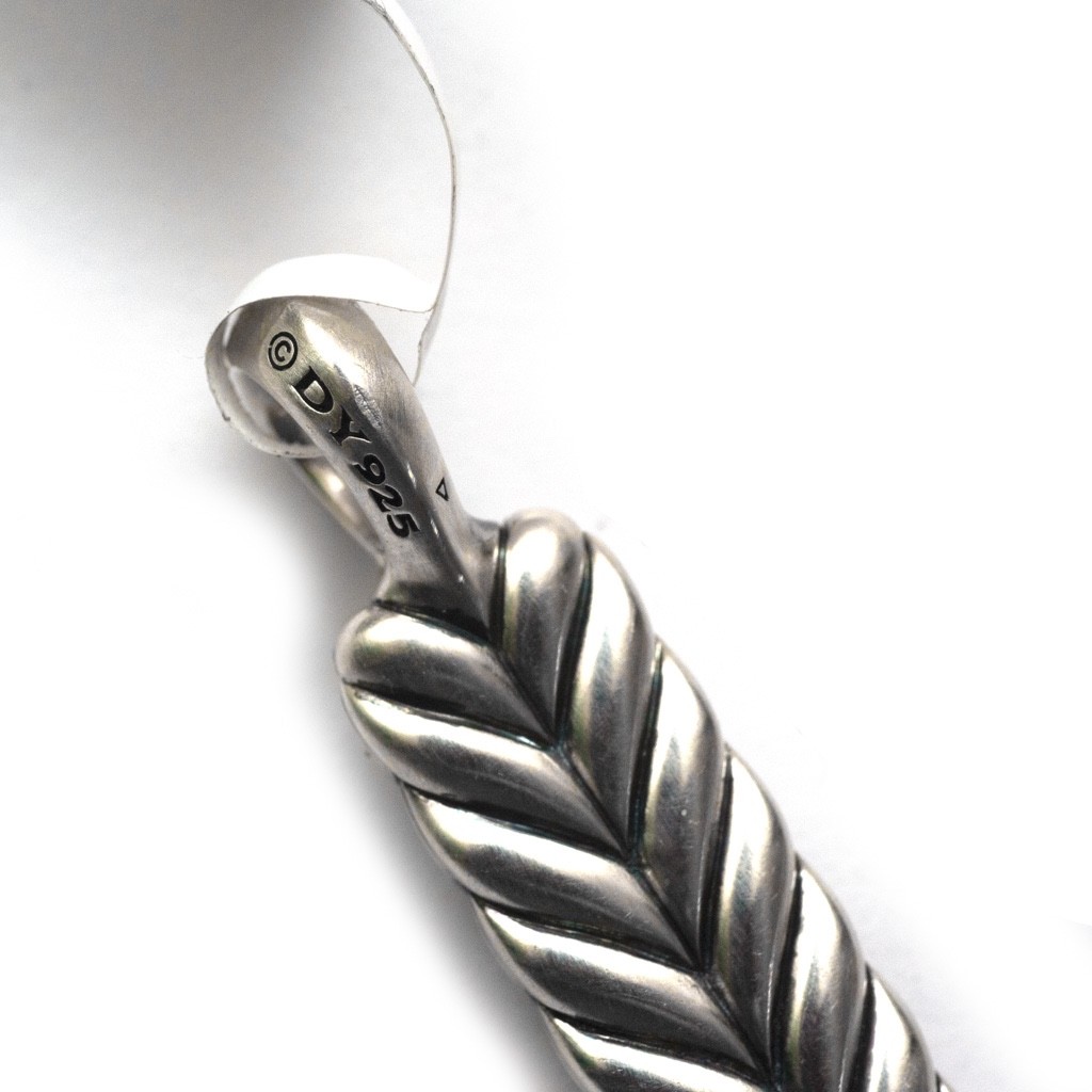DAVID YURMAN Men’s Sterling Silver Chevron Ingot Tag Enhancer Authentic NEW