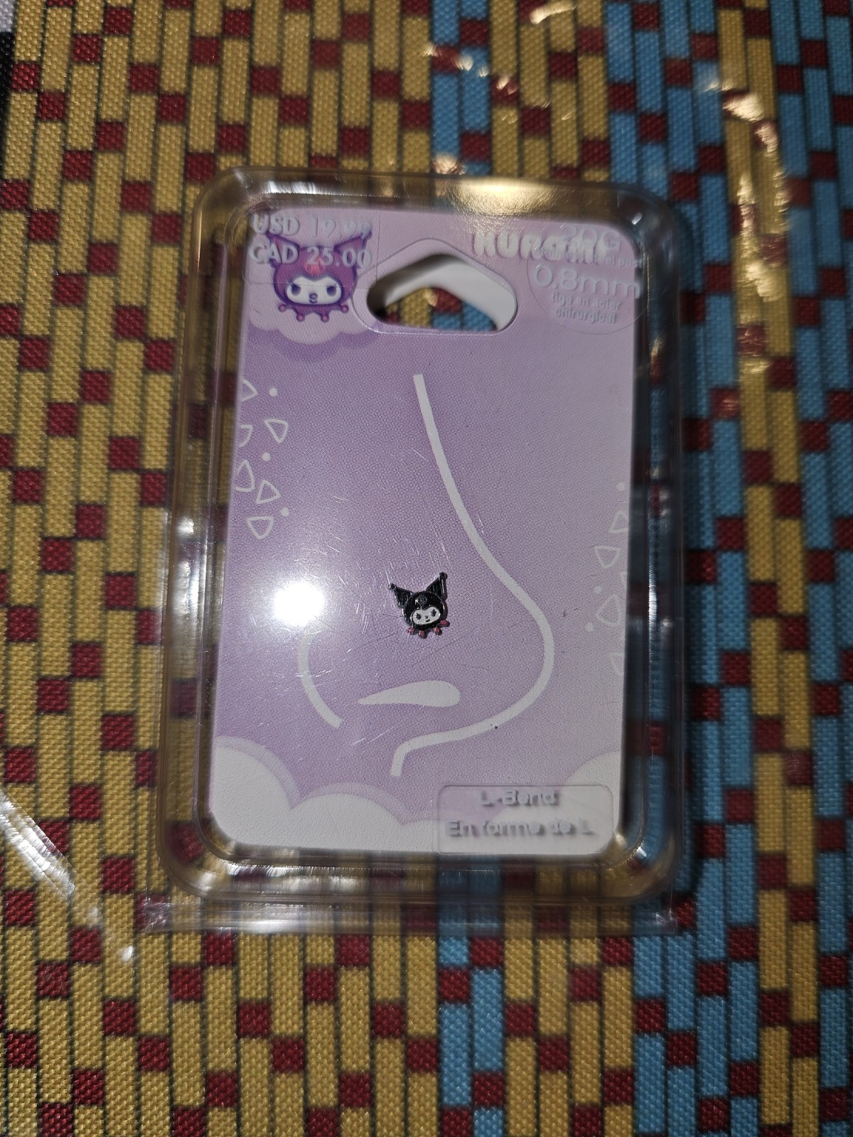 Sanrio Hello Kitty Kuromi Nose Ring L-Bend New In Packaging 20G 0.8mm