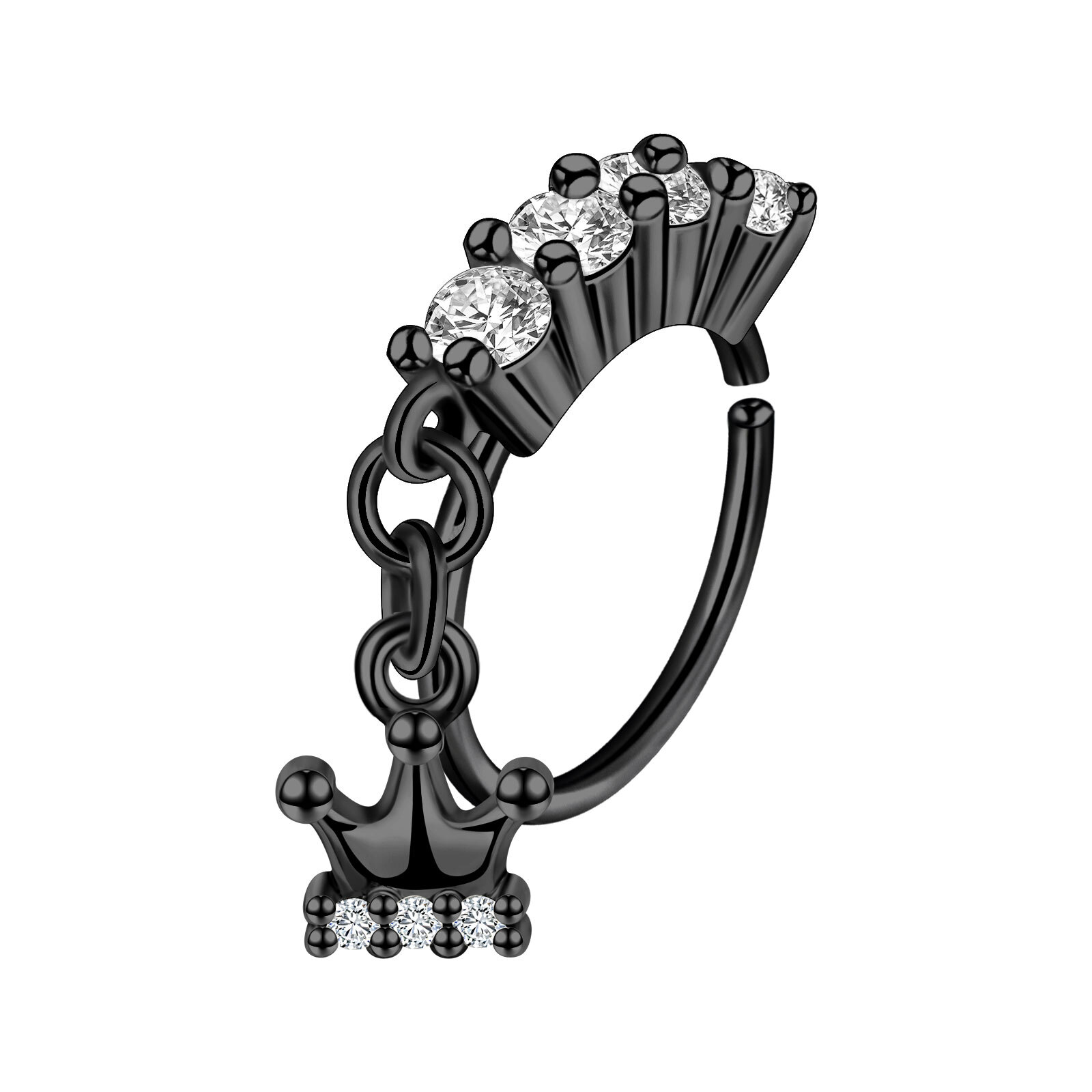 20G Dangle Nose Rings Hoop for Women CZ Flower Butterfly Nose Piercing Jewelry