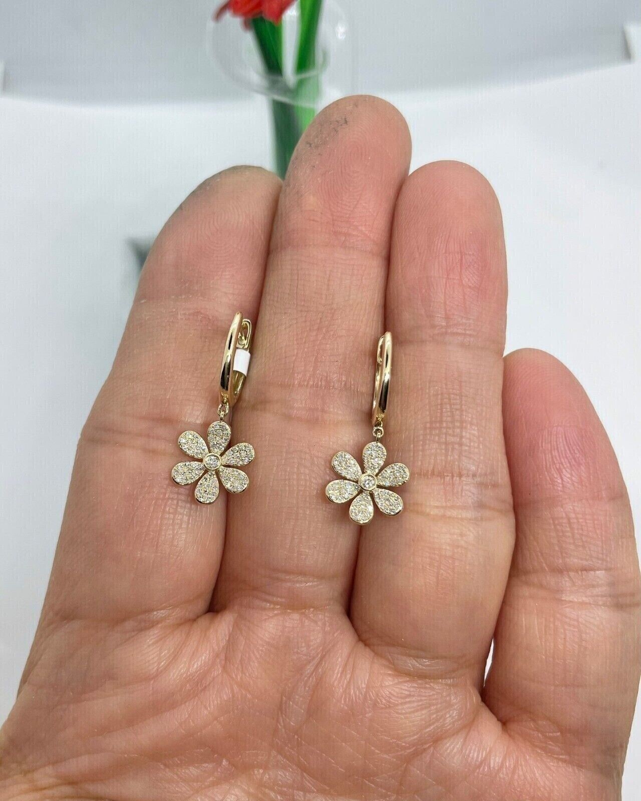 2Ct Lab Created Diamond Round Cut Drop & Dangle Earrings 14K Yellow Gold Finish