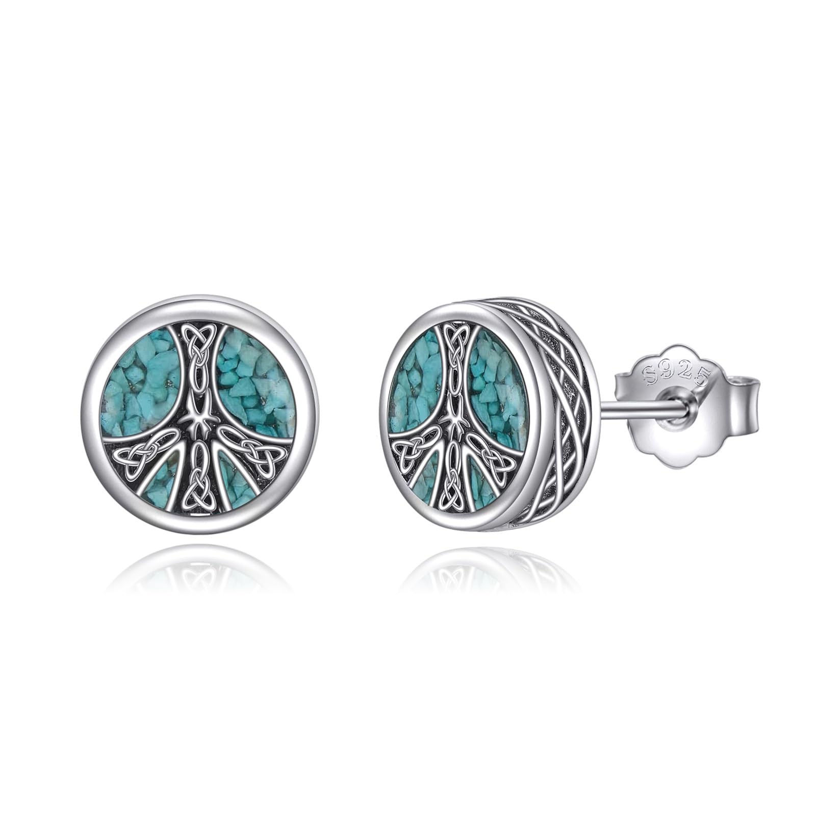 JERWLI Peace Sign Earrings 925 Sterling Sliver Turquoise Peace Stud Earrings …
