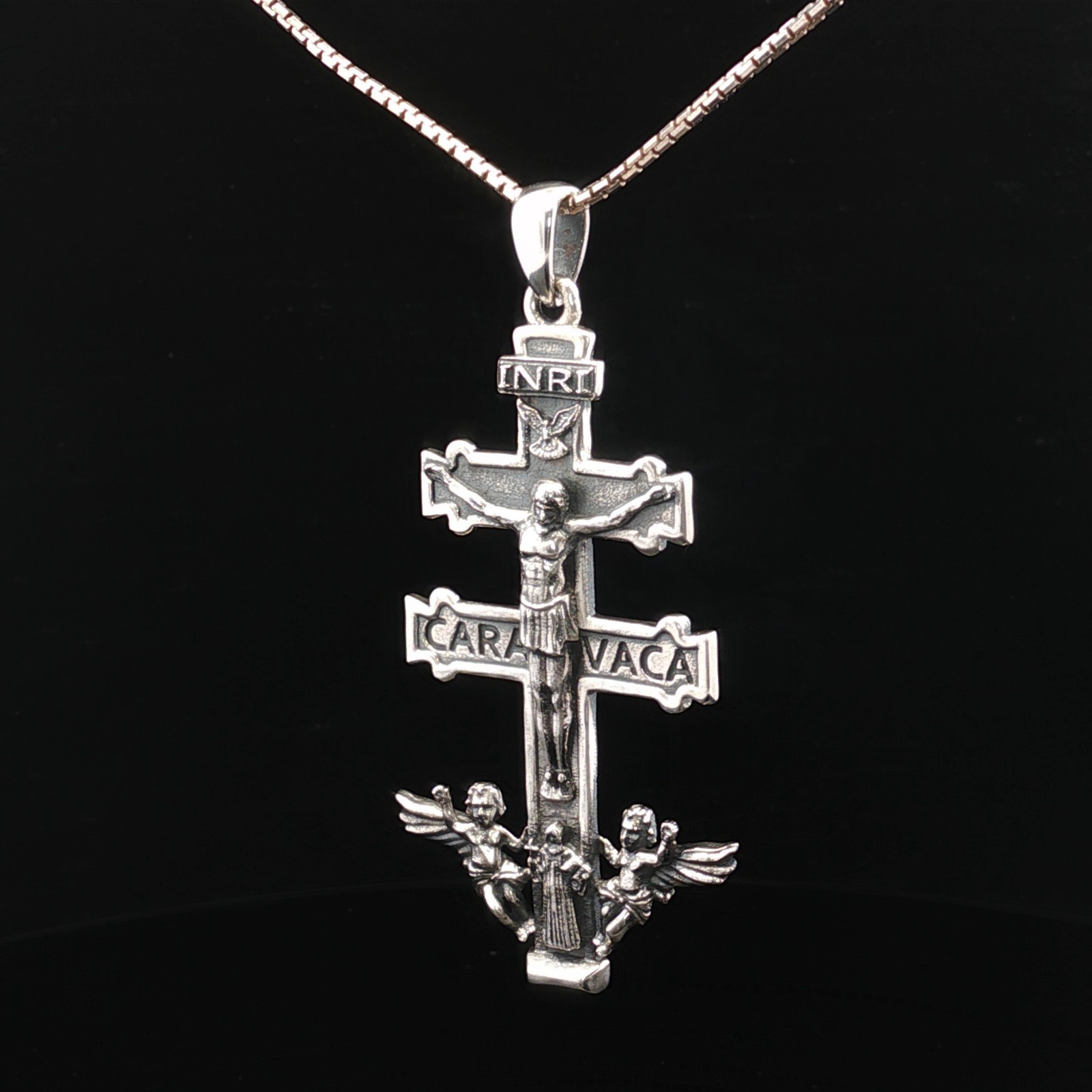 925 Sterling Silver Devotional Caravaca Crucifix Necklace