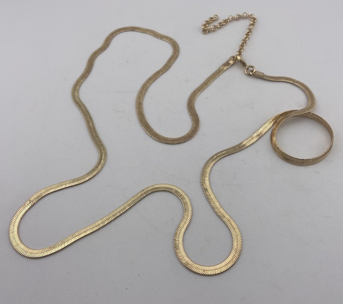 Vintage Herringbone Necklace & Bracelet Set 32″-36″, 7″-9″ Flat Snake