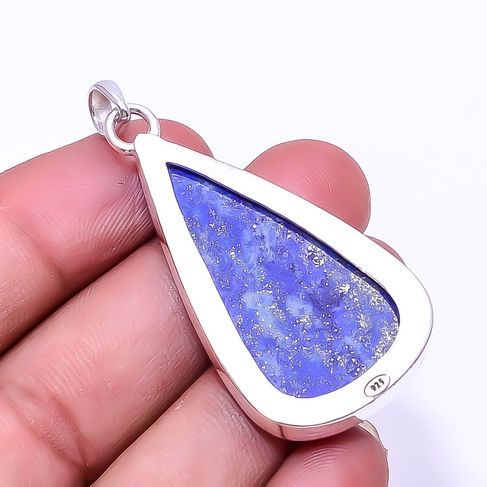 Natural Lapis Lazuli 925 Sterling Silver Pendant 2.07″ P25, Christmas Gift