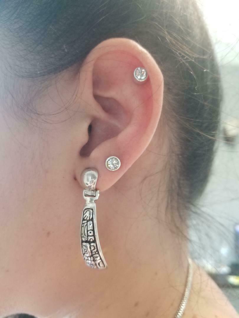 Earrings Magnetic with Double Side Steel Press Fit Cubic Zirconia-Sold as a Pair