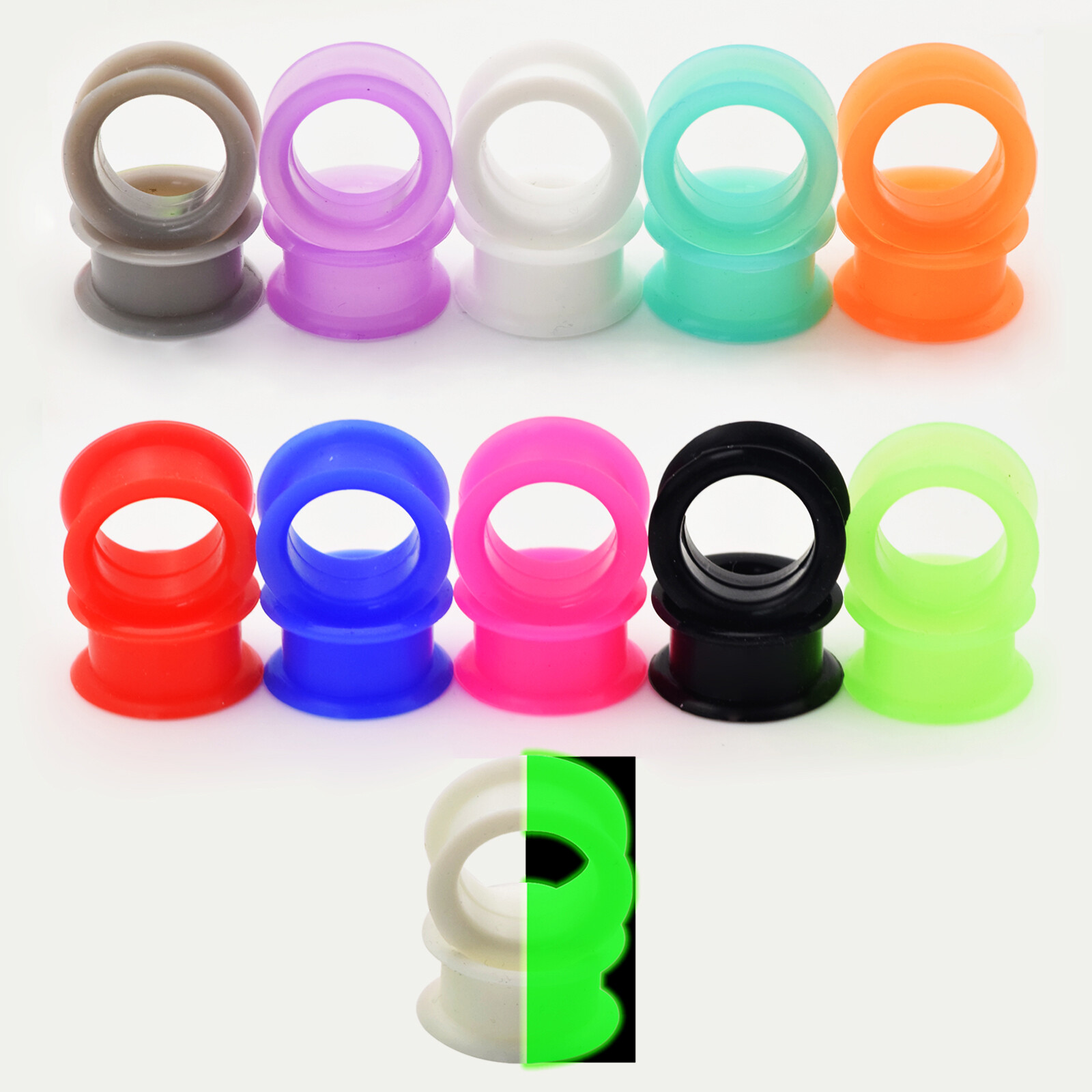 6-78PCS Soft Silicone Ear Gauges Tunnels Plugs Stretcher Body Piercing 2G-3/4″