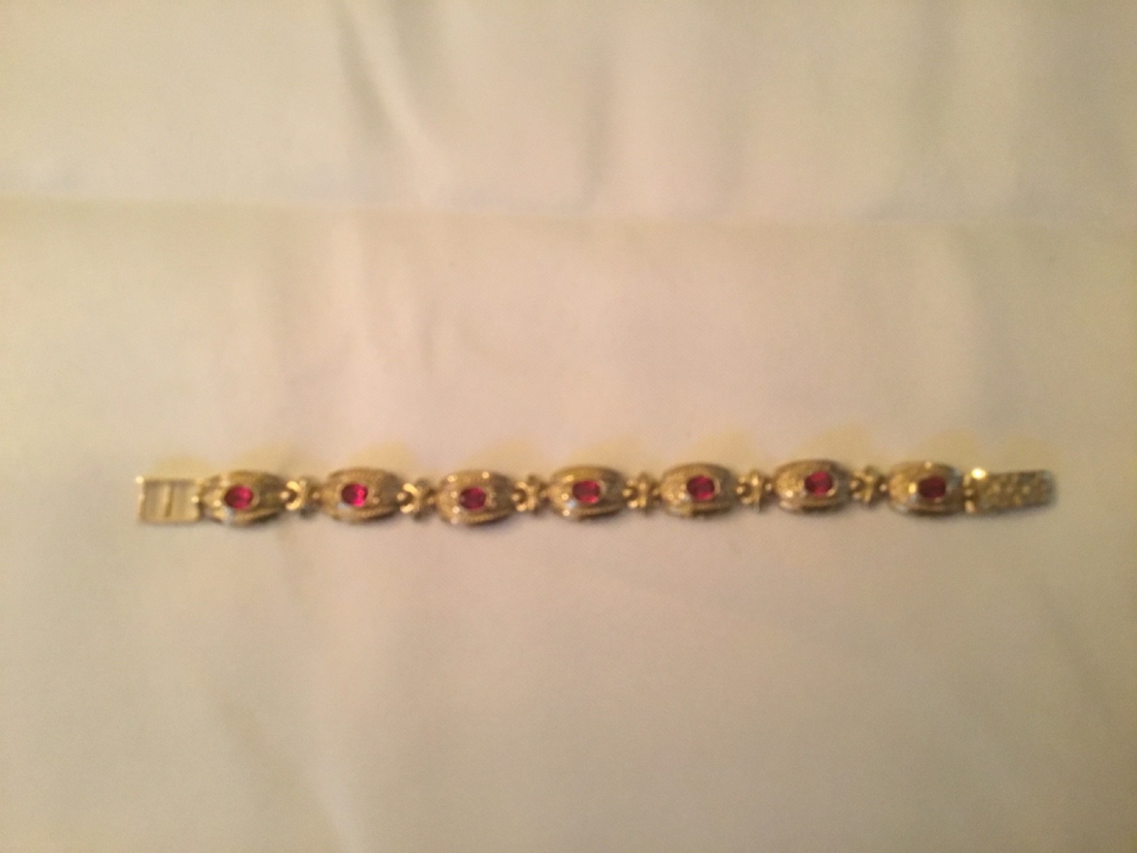 10KT Synthetic Ruby Bracelet -18.52 Grams- Adjustable Clasp- Wear or Scrap