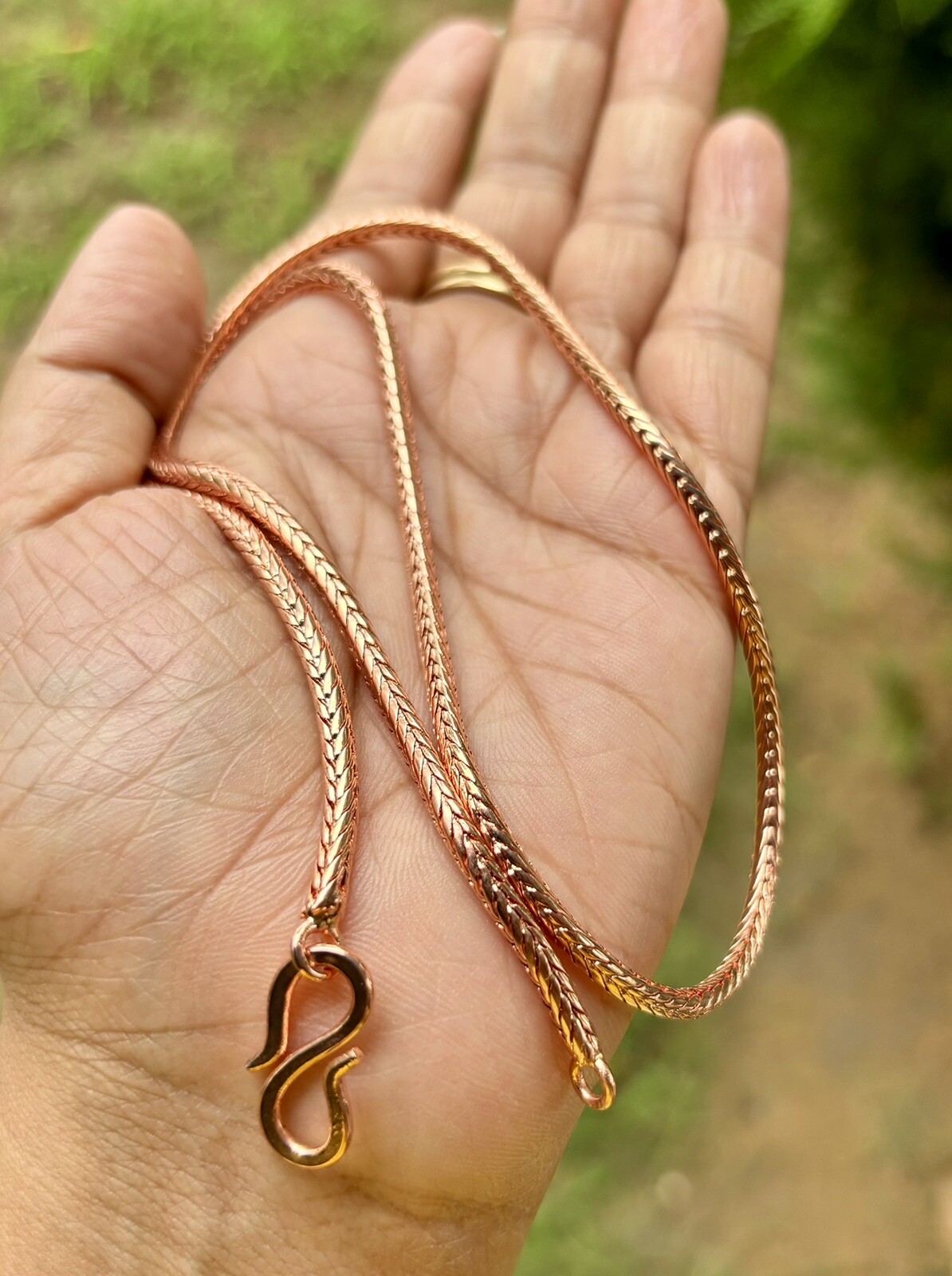 30 inch Pure Copper Hollow Foxtail Chain Necklace, Healing Copper Jewelry
