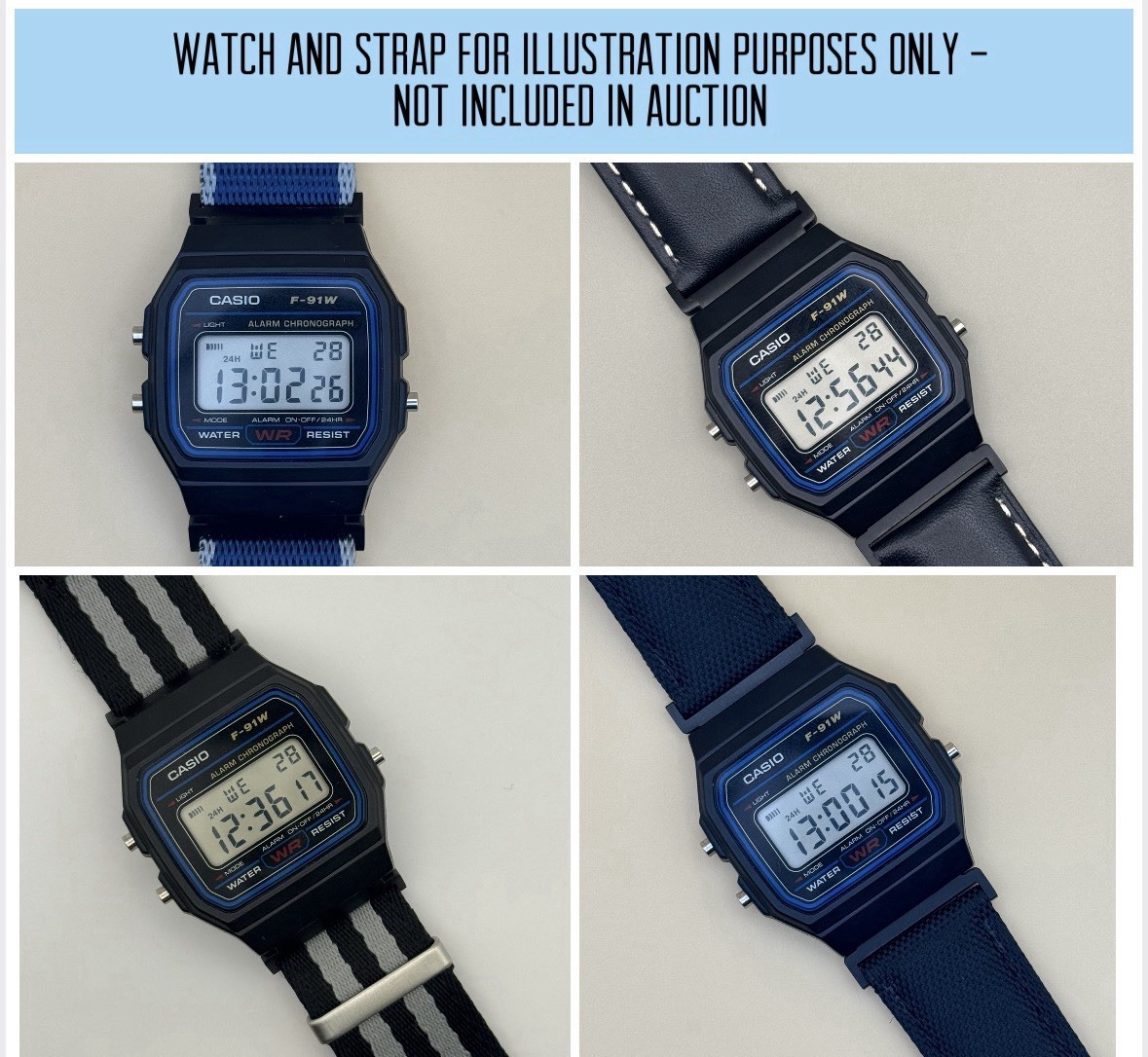 Watch strap adapter For Casio F 91 F91w F91 black stainless steel metal