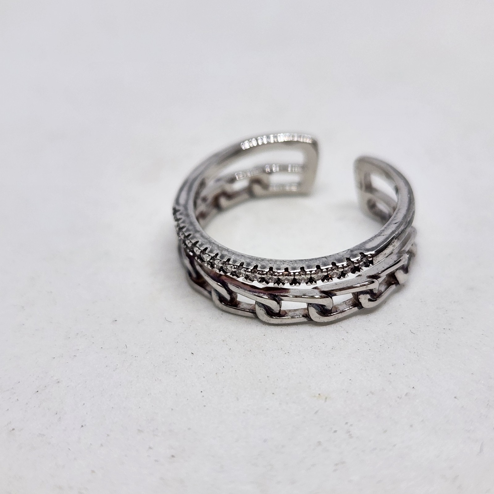 Chain And Bling Toe Ring Open Design Silver Tone Fashion Jewelry Size 6.5