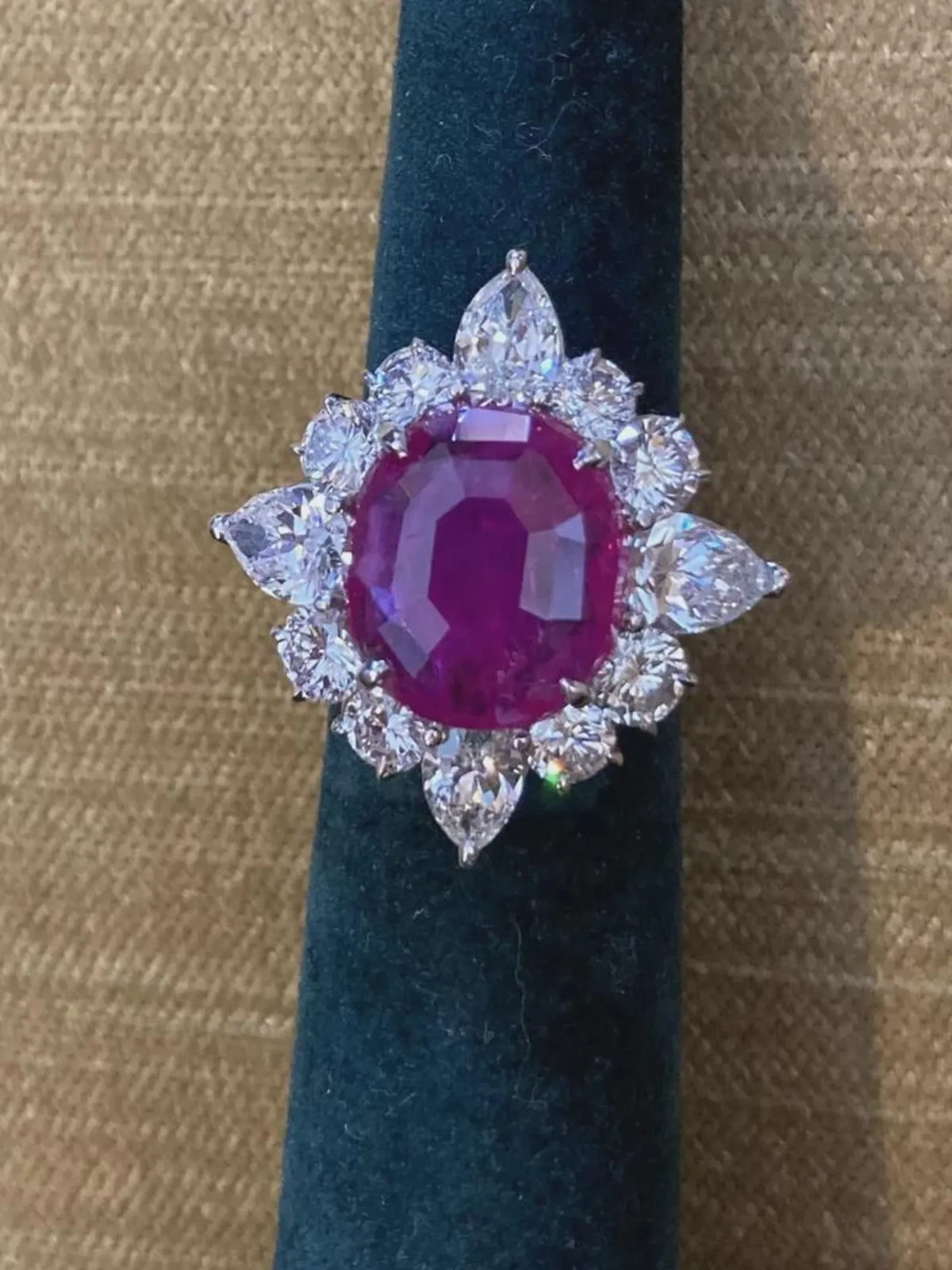 5.00 Ct Cushion Cut Natural Ruby Diamond Engagement Ring 14K Solid White Gold 7