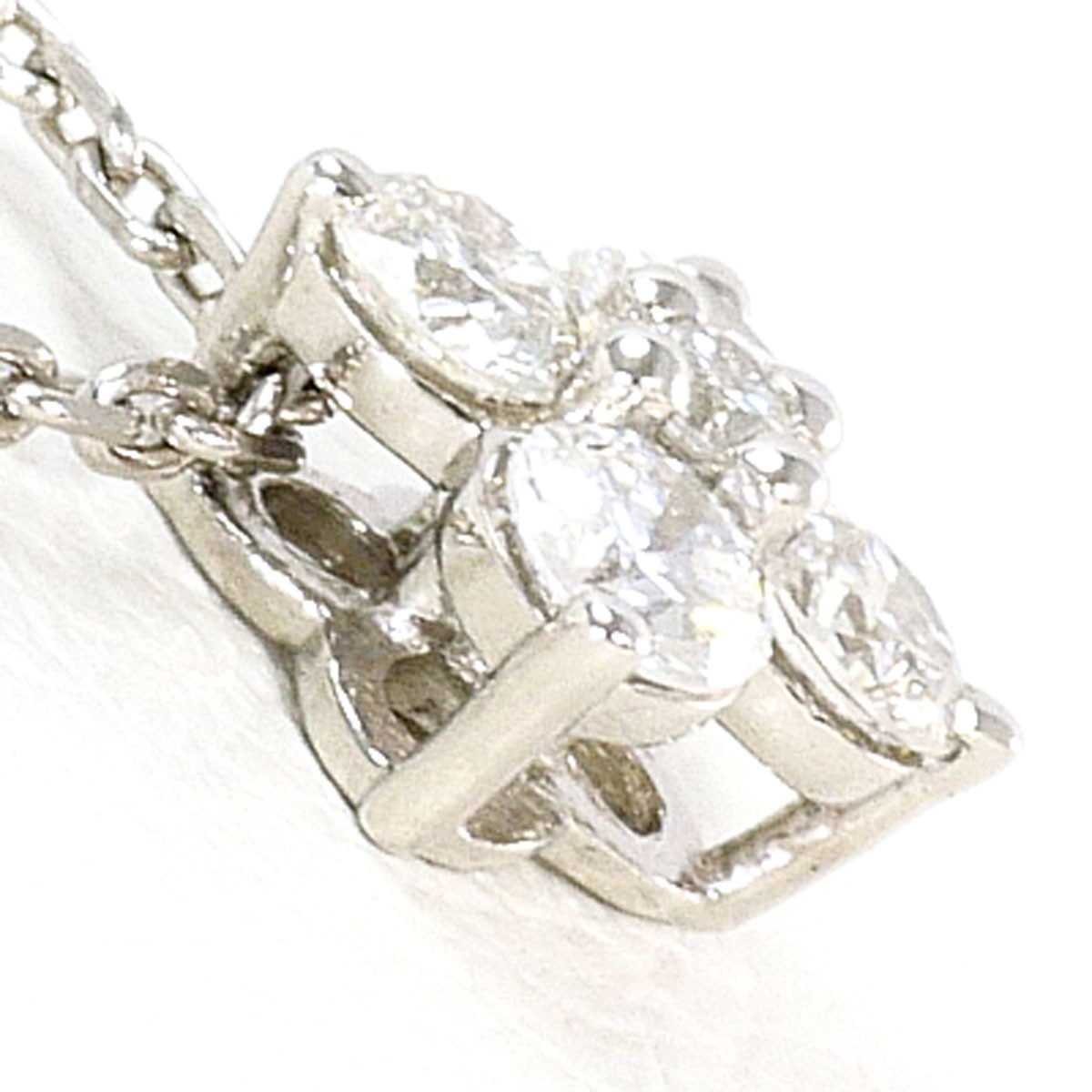 4℃ PT850 Platinum Necklace Diamond (no carat mark) 1.7g 40cm Free shipping…