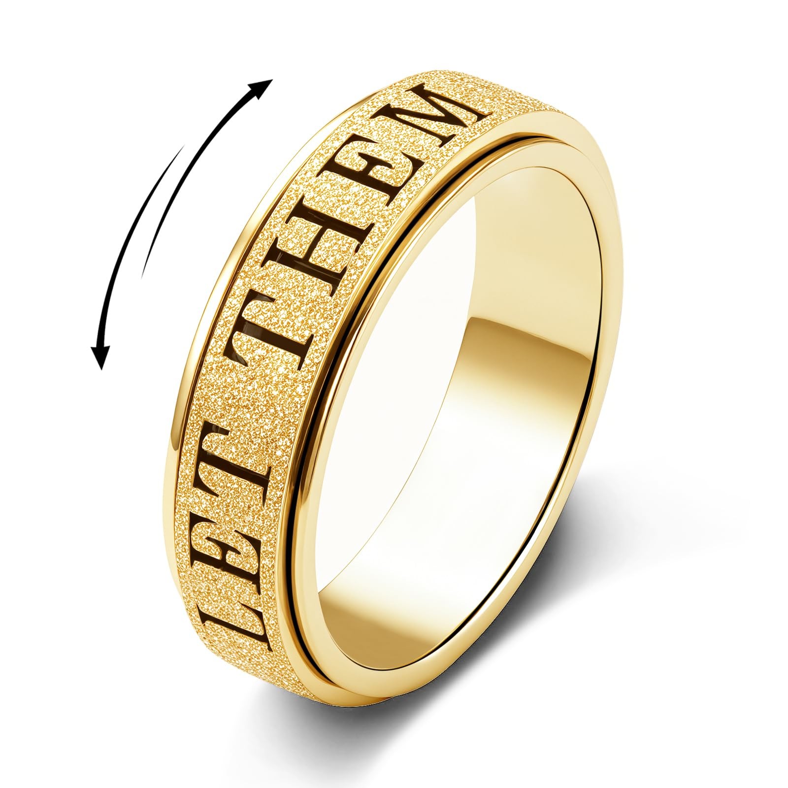 Adults Anxiety Ring for : Fidget Spinner Cute Let Them Symbol Thumb Ring Stai…