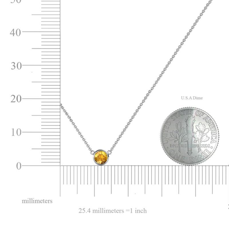 Round Citrine 4.00 mm Bezel Set Womens Solitaire Pendant Necklace JP:191540