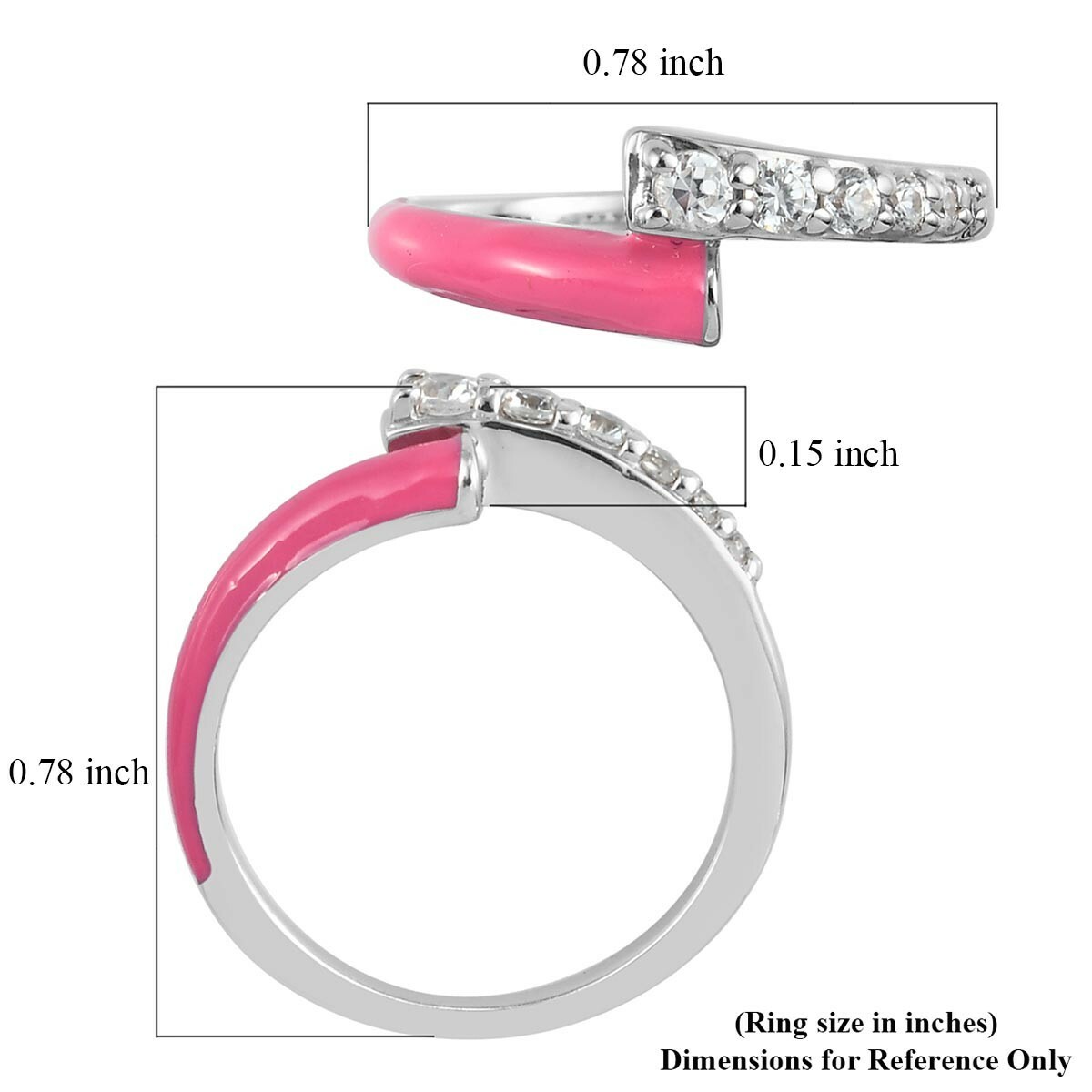 GP Multi Color Passion Collection Natural White Zircon and Enameled Bypass Ring