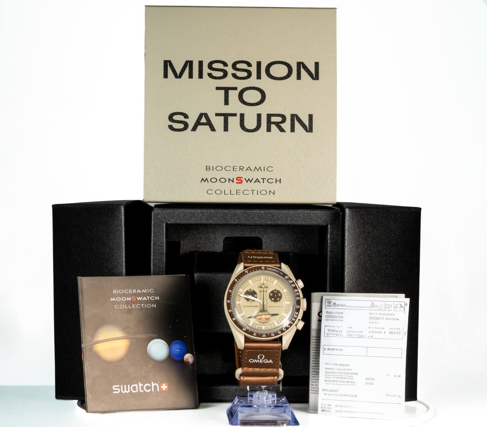 Swatch x Omega Bioceramic Moonswatch Mission To Saturn 42 mm Beige…