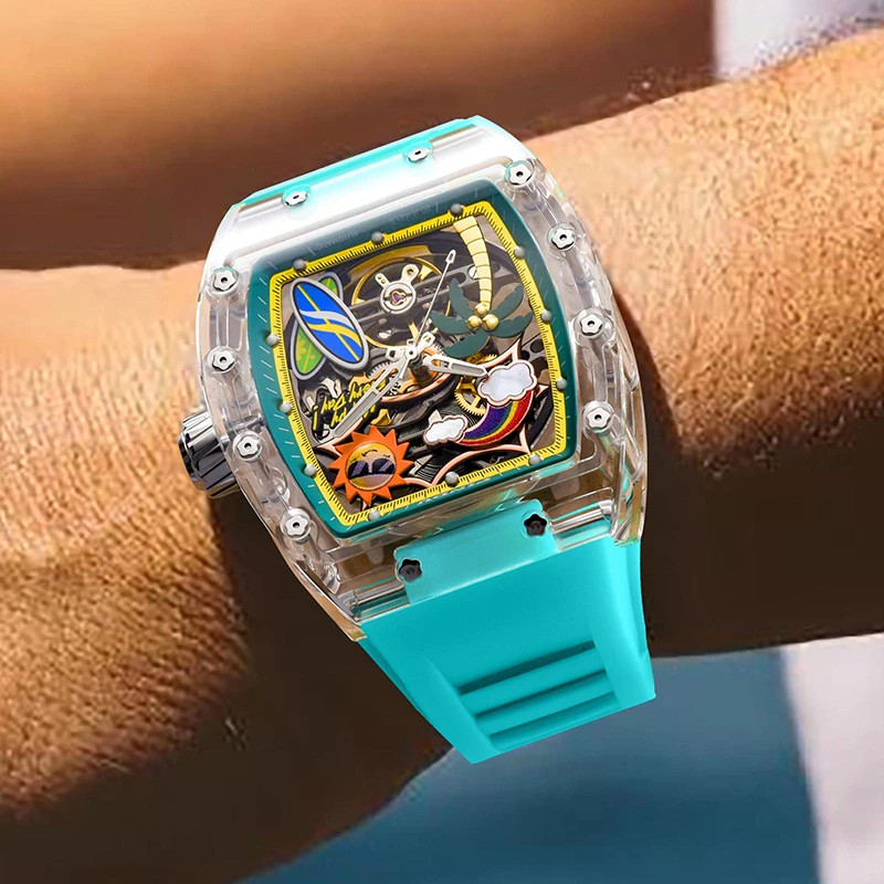 Unique Dial Men’s Mechanical Watch Summer Beach Glow Waterproof Silicone
