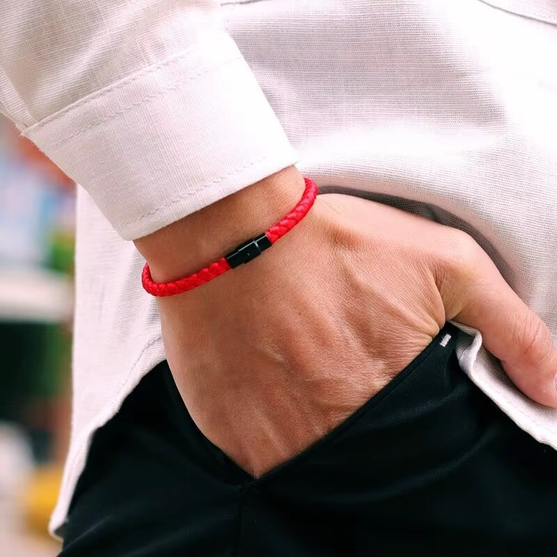 2pcs Braided Rope Bracelet Good Luck Fortune Couple Bracelet Cuff Bangle For Man