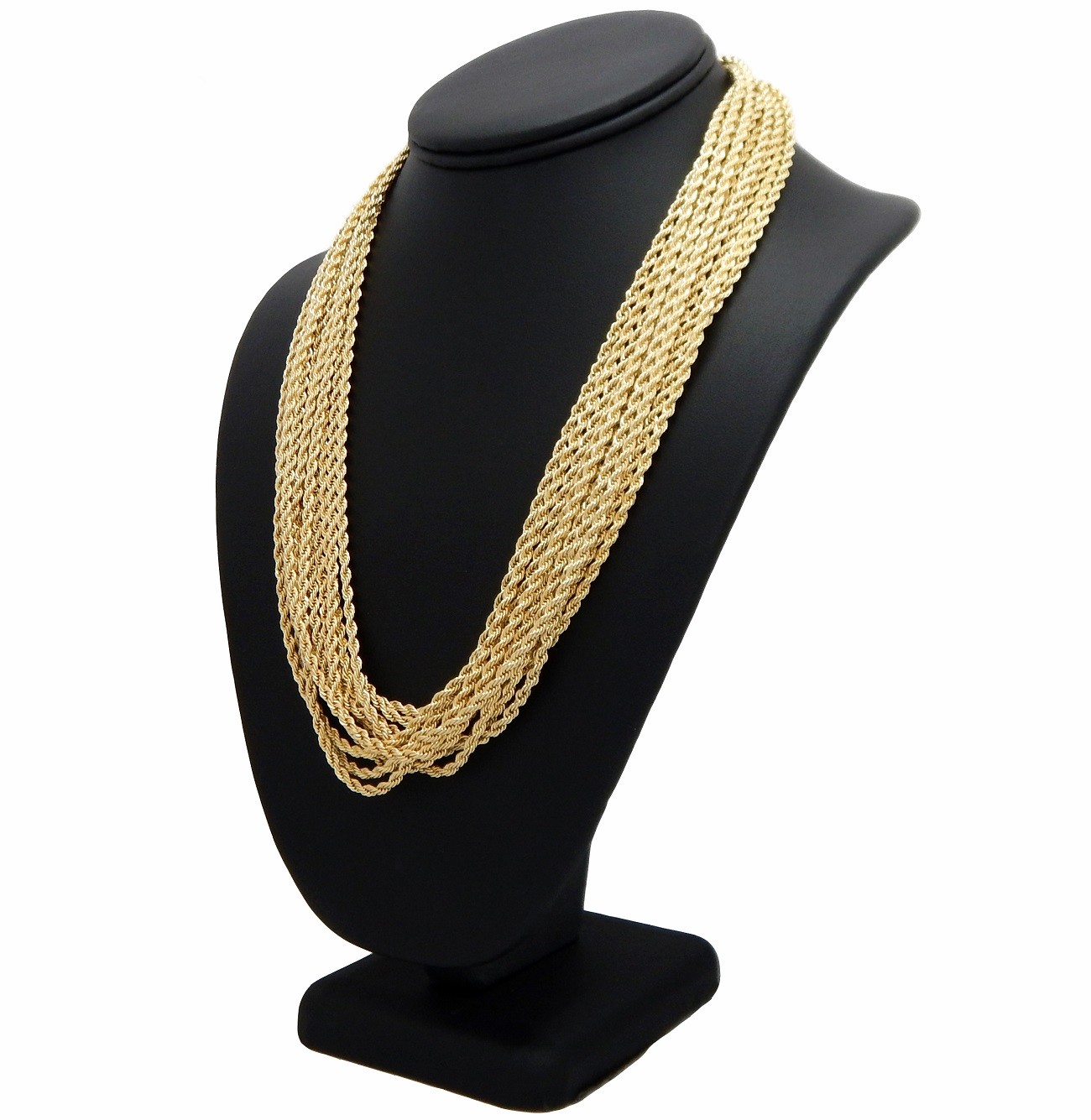 12 Piece Rope Chain Necklace 3mm 16″ 18″ 20″ 24″ 26 30 Gold Plated Wholesale lot