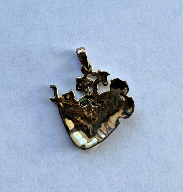 Signed SU 925 Sterling Silver Noahs Ark Pendant Charm Boat Lion Giraffe Elephant