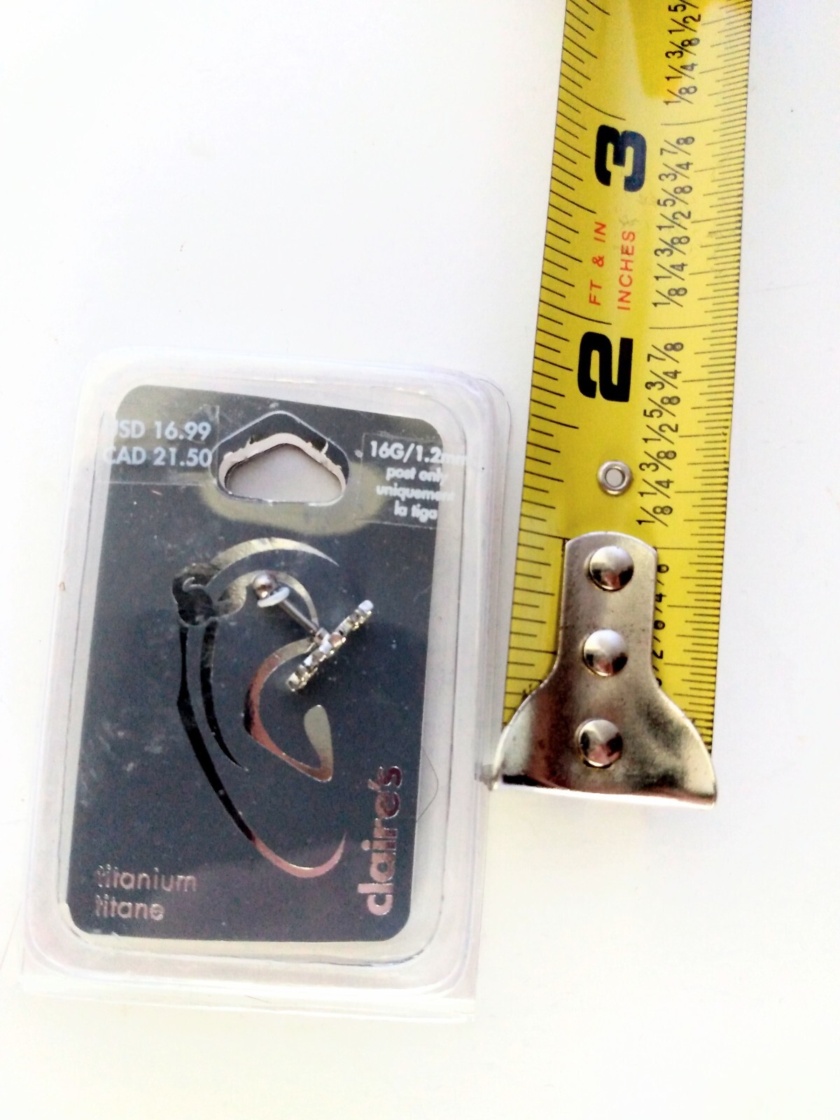 NEW Claire’s Titanium Ear Piercing Post Only 16G/1.2mm, 3 Stars With Rhinestones